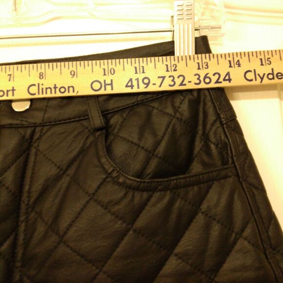 Zara faux leather pants womens S Small black quilted relaxed straight leg - Picture 5 of 8